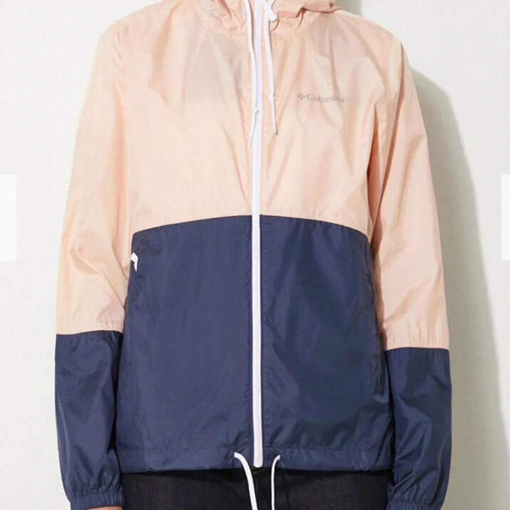 Columbia Flash Forward Windbreaker Hoodie Full Zip Lightweight Pale Pink Navy M - Picture 7 of 10